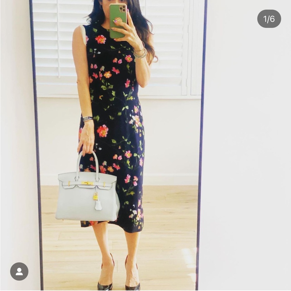 Jason Wu Collection Black Floral Print Pencil Midi Dress